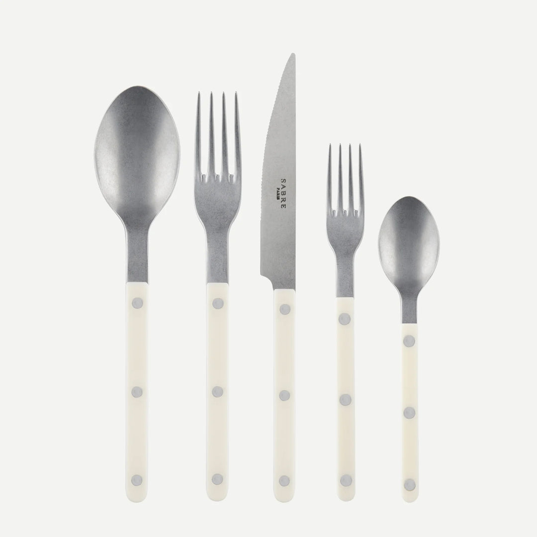 Bistrot Vintage Inspired Flatware 5pc Place Setting Ivory