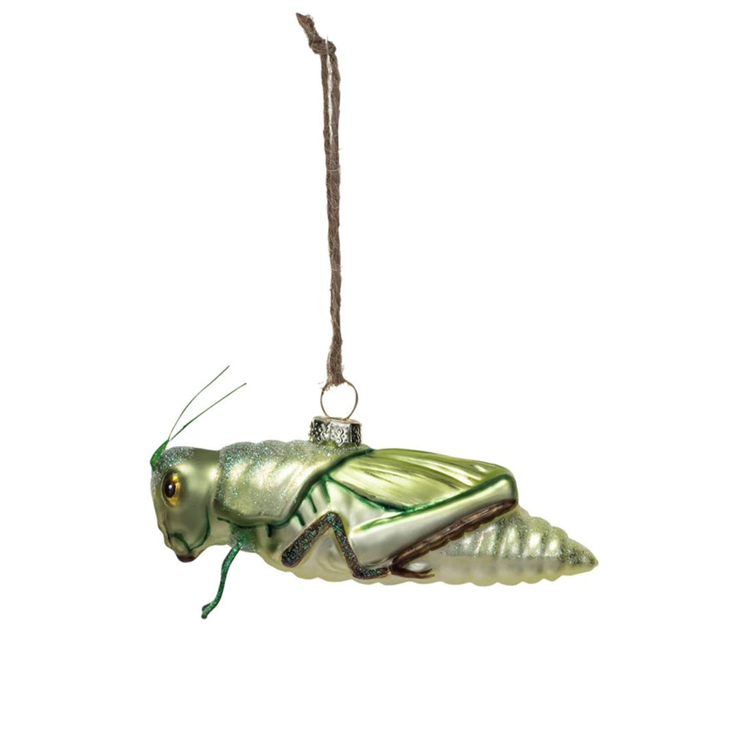 Hand Painted Grasshopper Ornament with Glitter