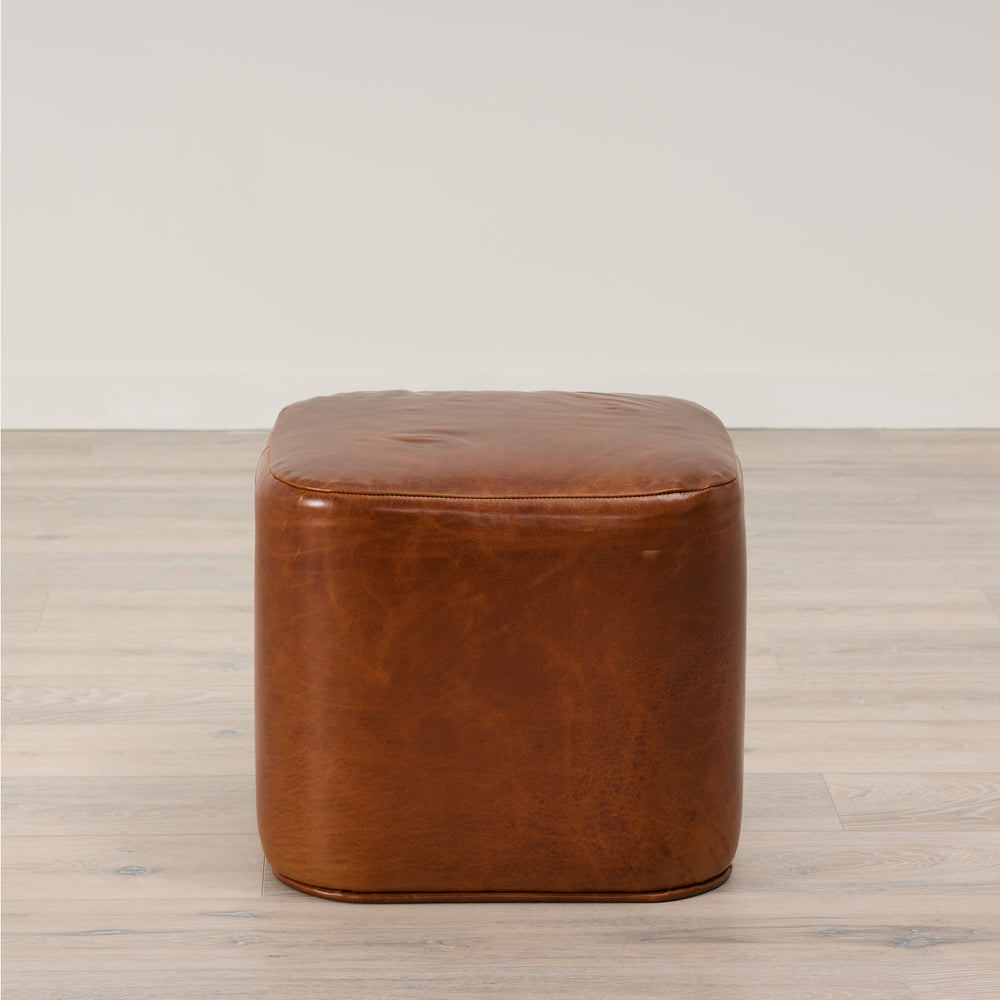 Ames Ottoman in Chestnut Brown Leather by Younger & Co