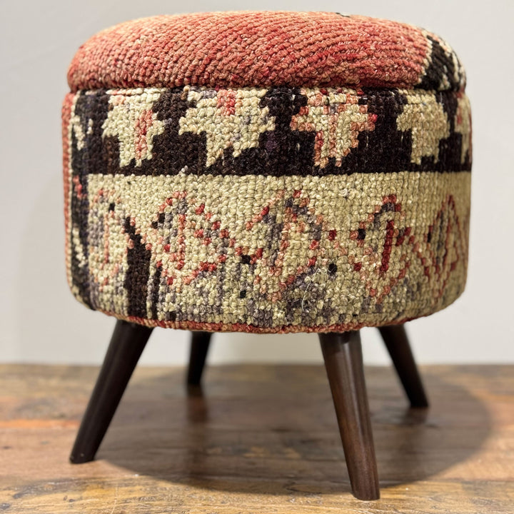 Vintage Rug Small Ottoman - 1024-D