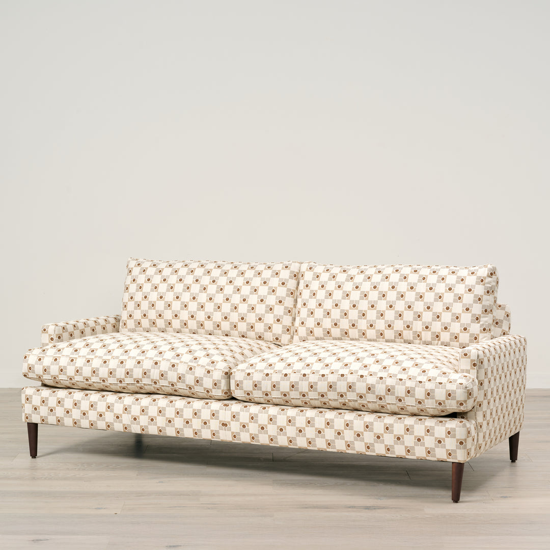 Patterned sofa on a plain background