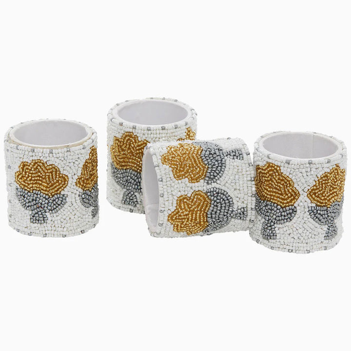 Nand Metallic Beaded Napkin Rings - Set of 4