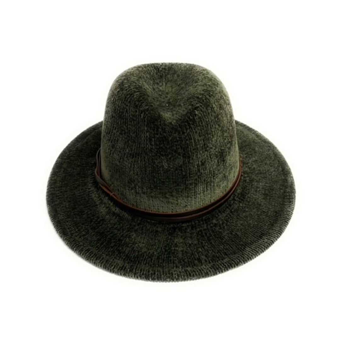 Chenille Fedora Brim Hat in Olive