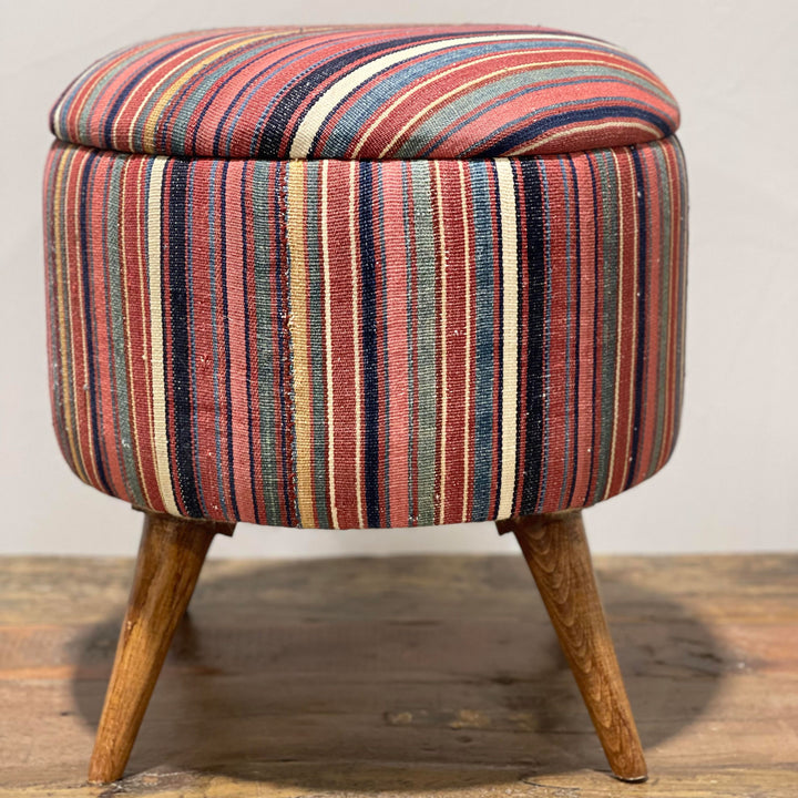 Vintage Rug Small Ottoman - 1024-Z