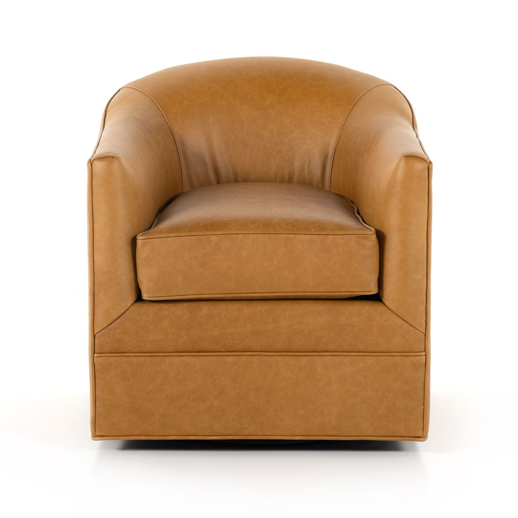 Quincy Swivel Chair in Osorno Taupe Leather