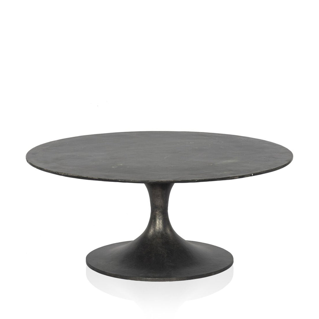 Sasha Round Aluminum Coffee Table in Raw Black