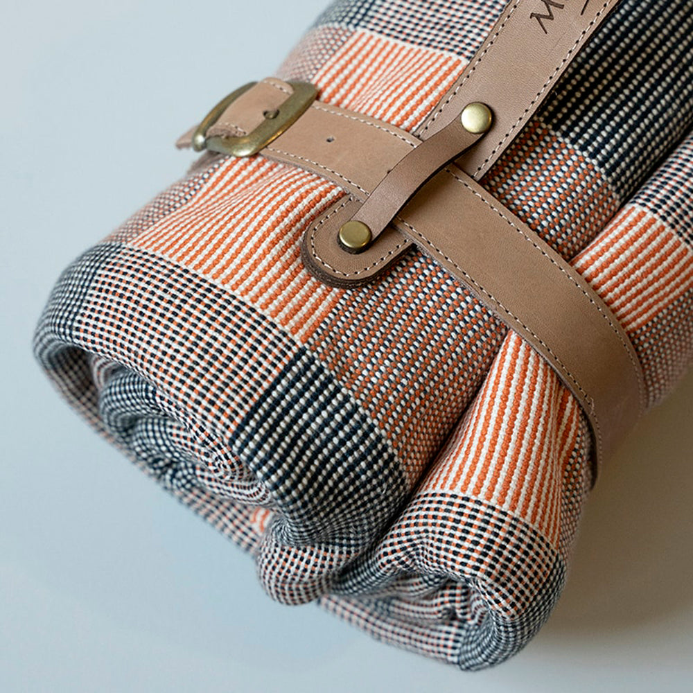 Cotton Picnic Blanket - Apricot Rib Weave
