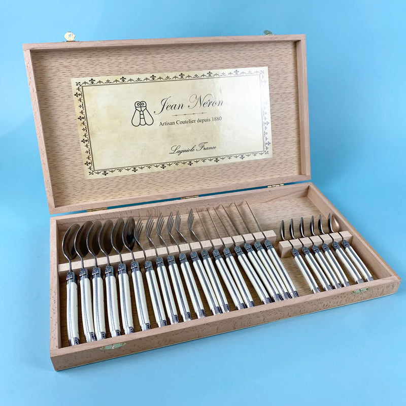 Classic French Laguiole S/24 Ivory Flatware in Presentation Box
