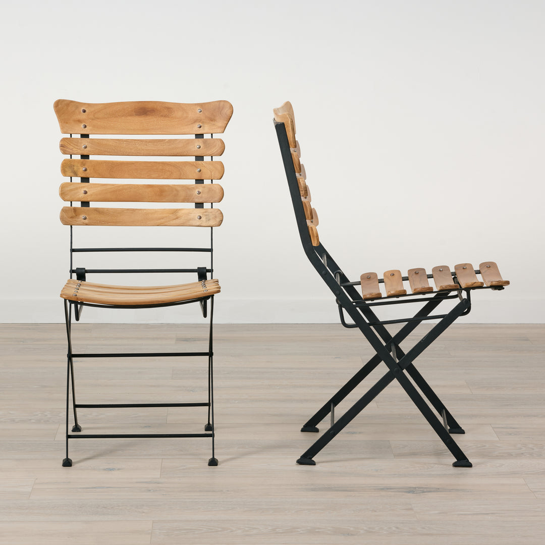 Teak Slatted Bistro Foldable Chair