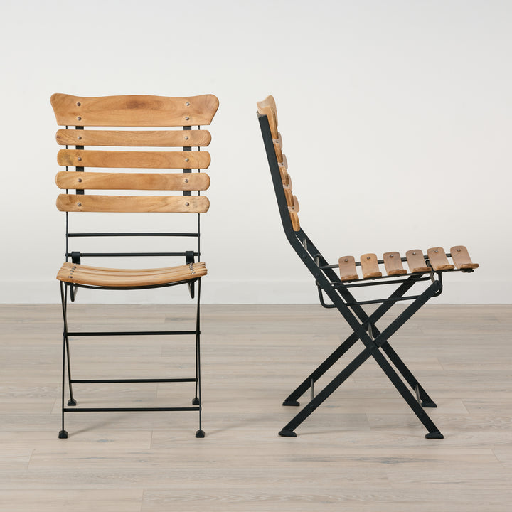 Teak Slatted Bistro Foldable Chair