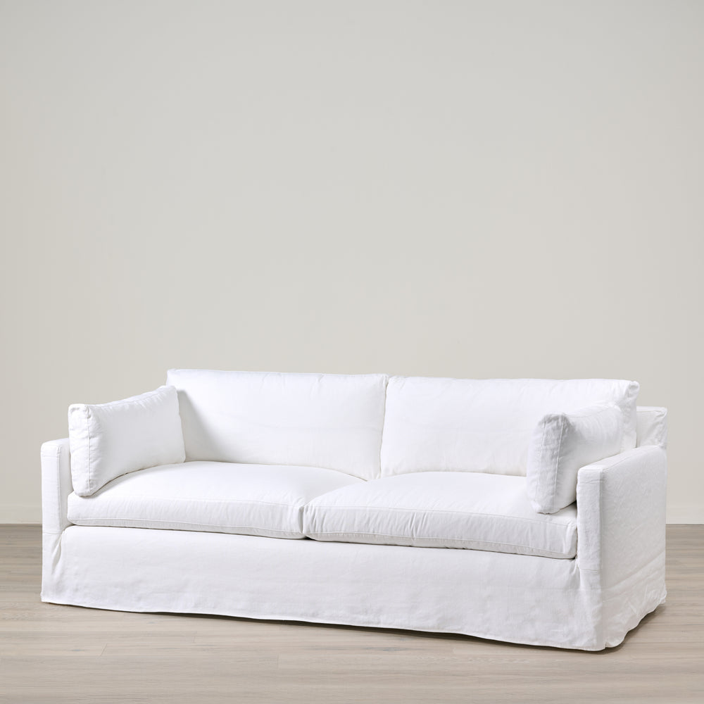 Louis 90" Sofa Slipcovered in Miles White with Feather Cloud Seat and Back Standard Cushion - Essentials