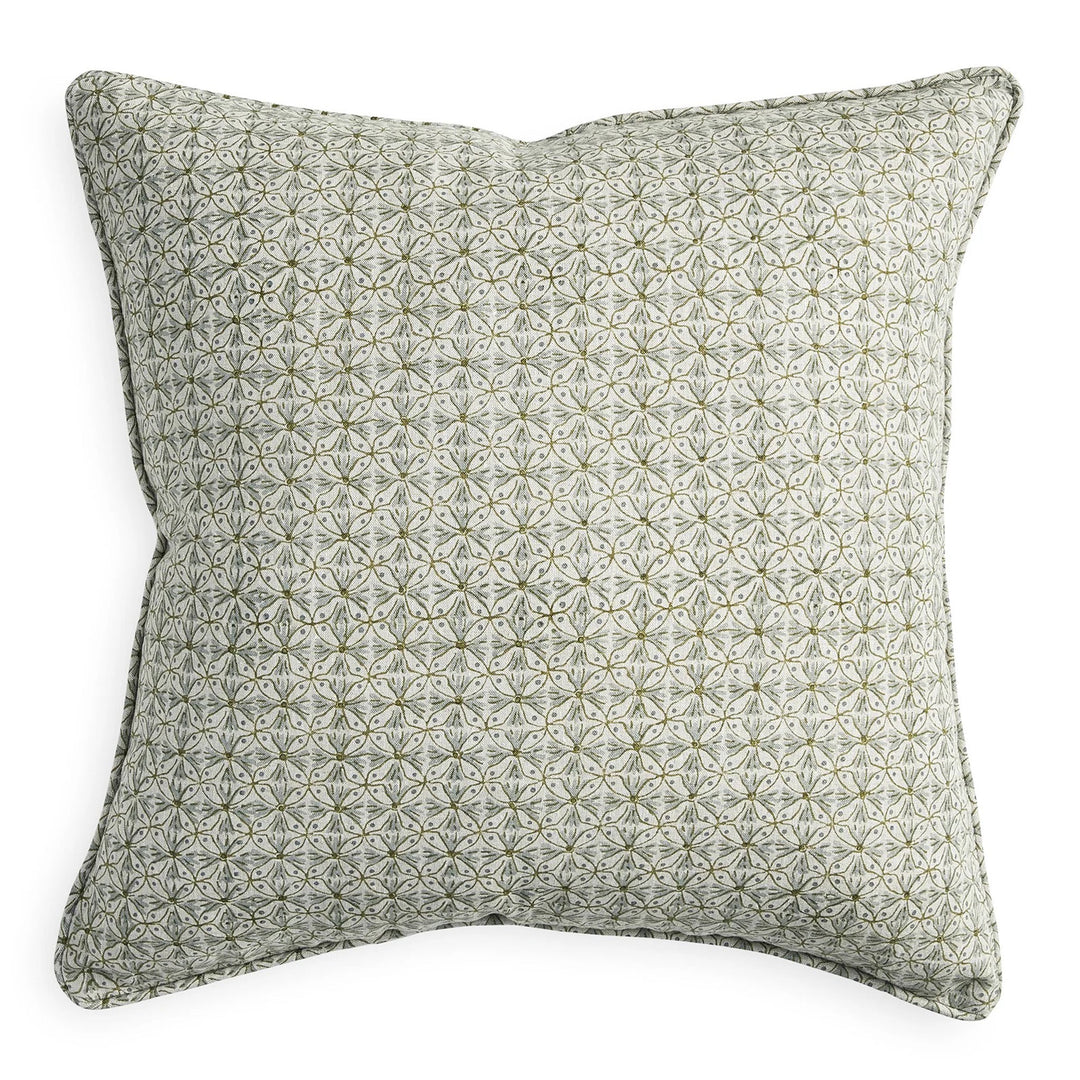 Girona Celadon Moss Linen Cushion 20x20 w/ Feather Down Inner