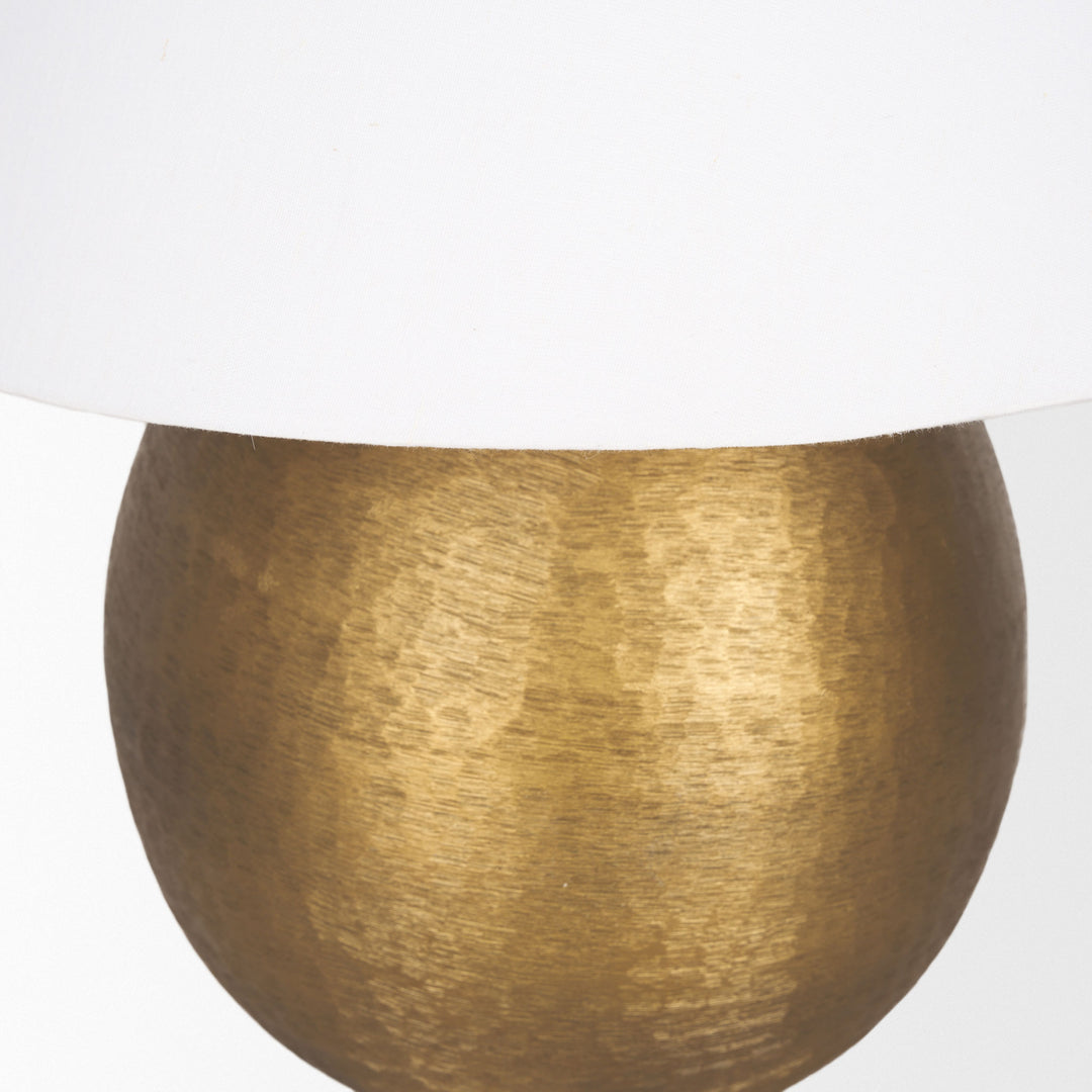 Sadiyah Table Lamp In Antiqued Gold Brushed Metal with Cream Shade