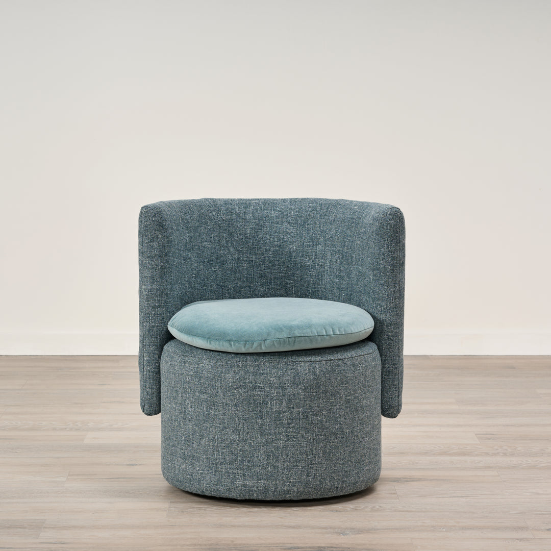 Buttercup Swivel Chair in Heavy Duty Washed Navy by Younger & Co