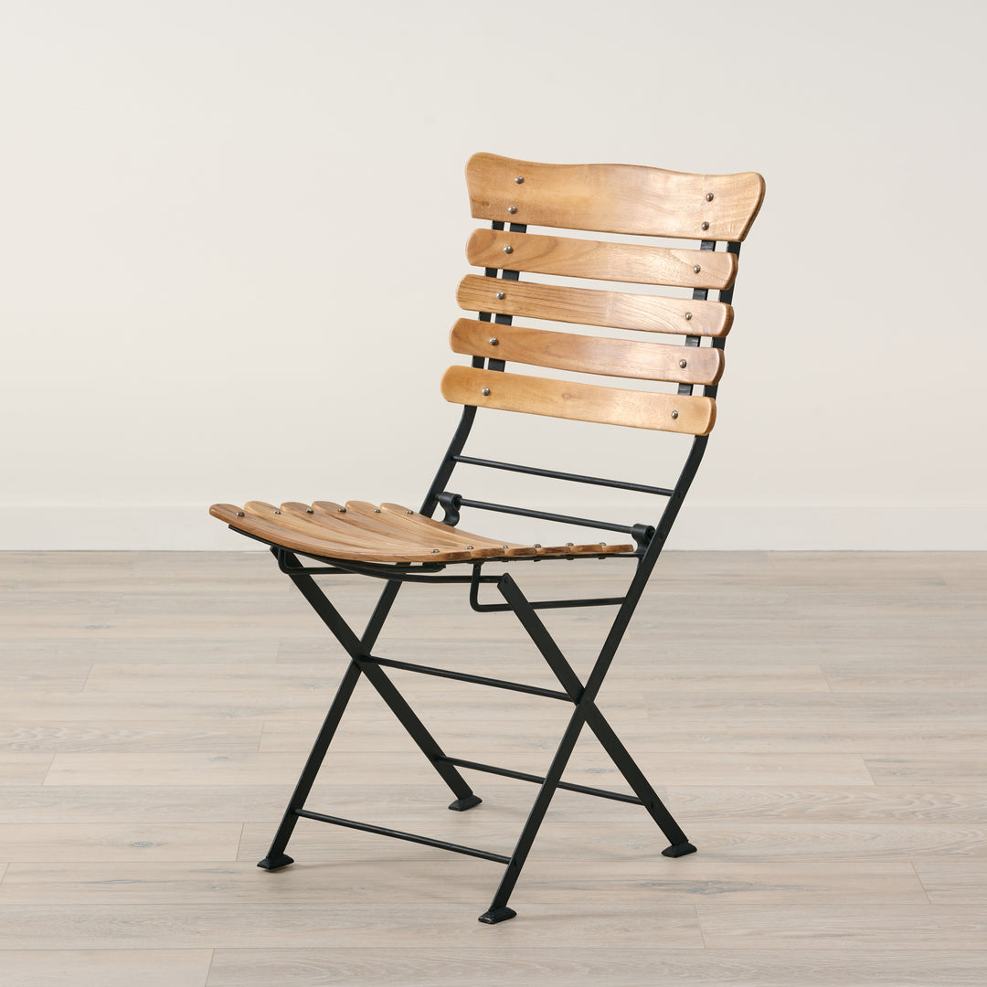 Teak Slatted Bistro Foldable Chair