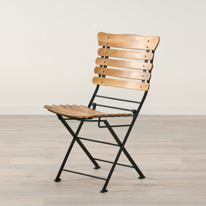 Teak Slatted Bistro Foldable Chair