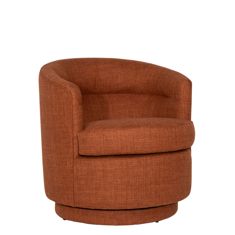 Lila Upholstered Swivel Chair in Rust