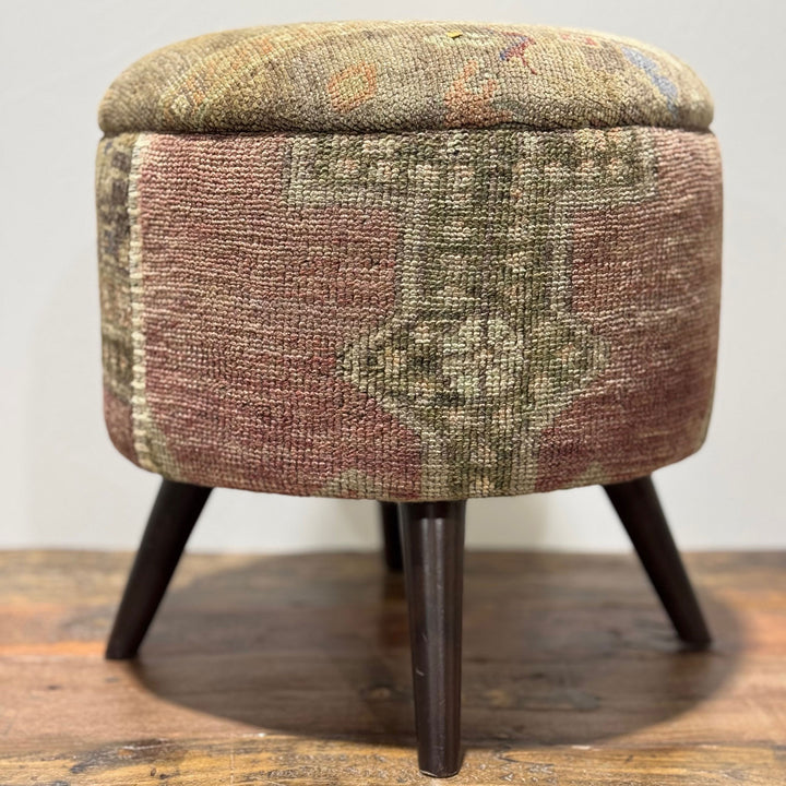 Vintage Rug Small Ottoman - 1024-A