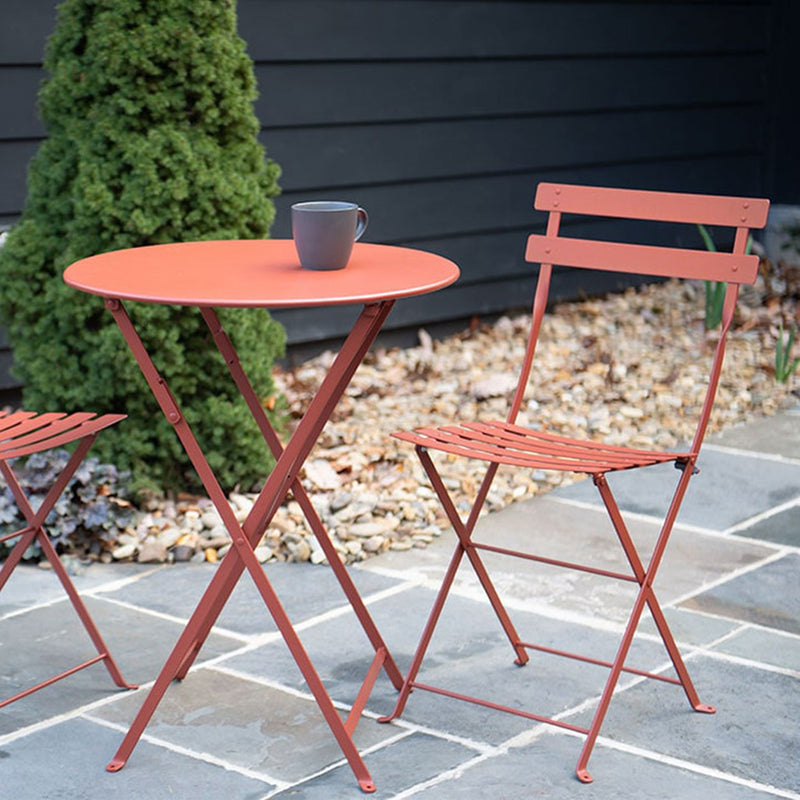Bistro Metal Outdoor Chair in Red Ochre