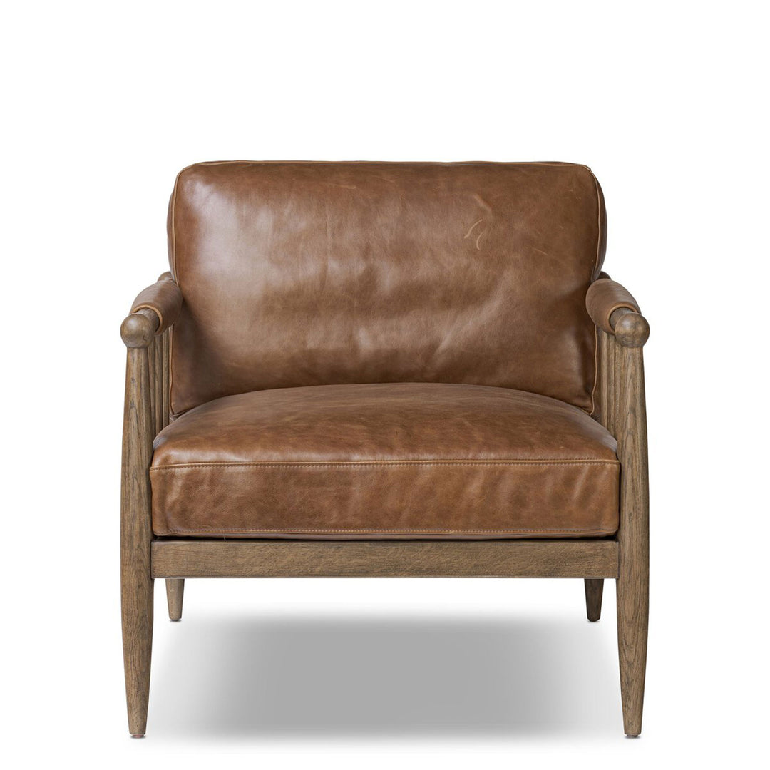 Ward Leather Chair In Dulane Mahogany