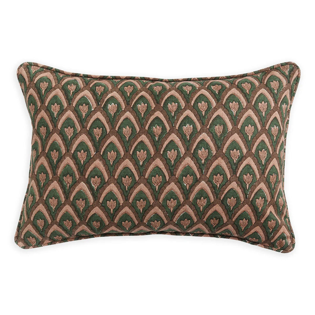 Haveli Rosewood linen cushion 12x18 w/ Feather Down Inner