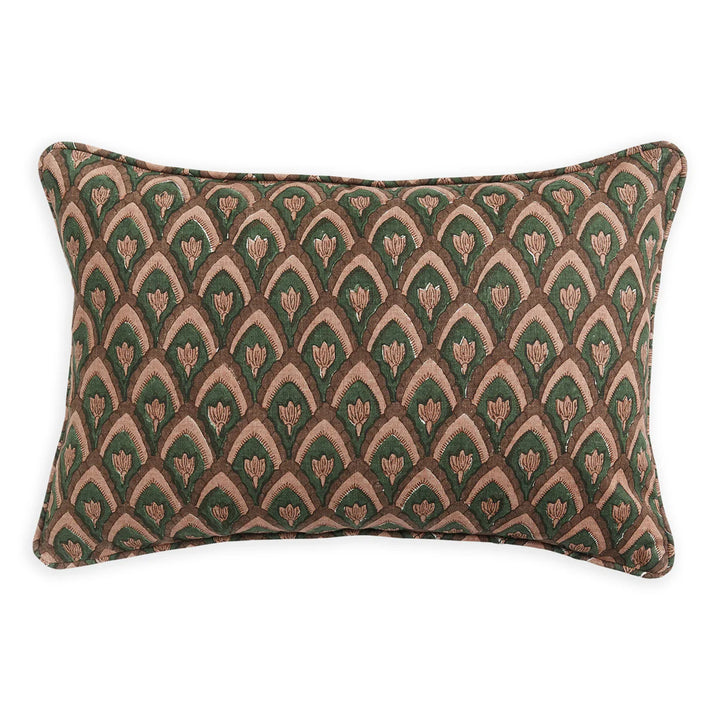 Haveli Rosewood linen cushion 12x18 w/ Feather Down Inner