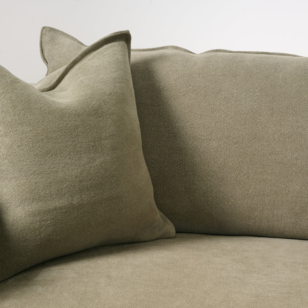 Alana Sofa Slipcovered in Jute Fabric Olive Brown (96")