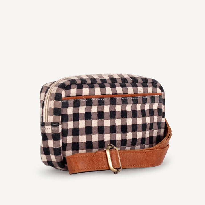 Block Print Belt Bag in Gingham Print