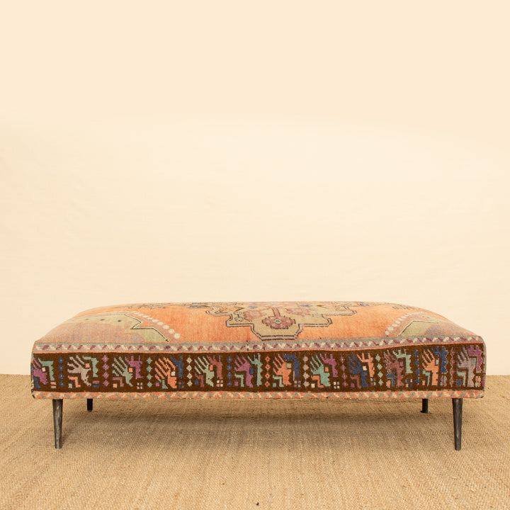 Vintage Rug Ottoman w/ Metal Legs 33x61 (1024-AA)