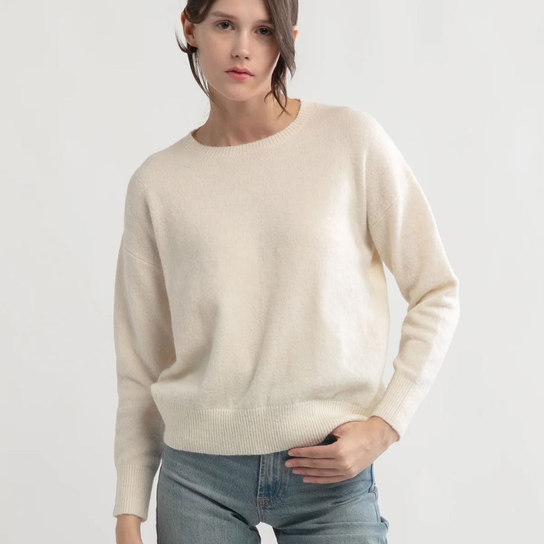 Basic Crewneck Sweater in Ivory