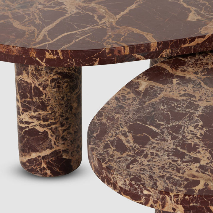 Zale Coffee Table in Merlot Solid Marble