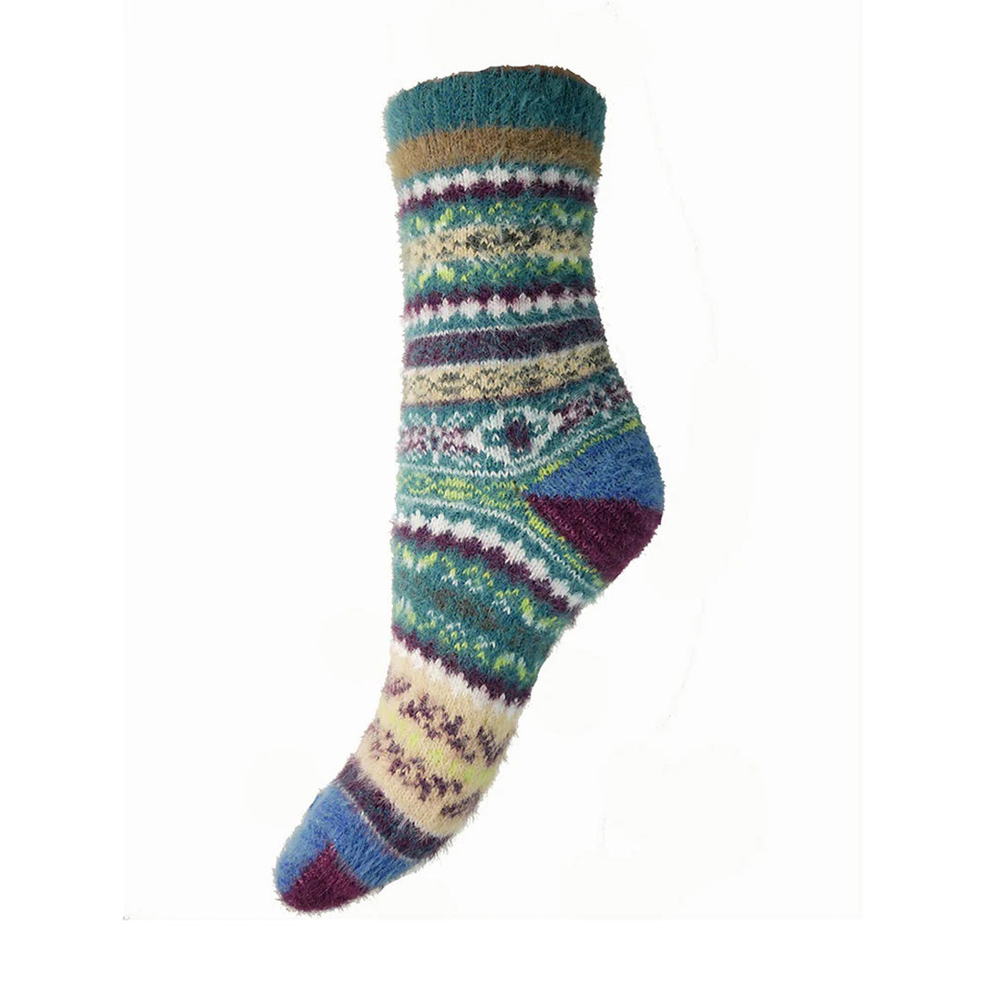 Blue & Green Wool Blend Ladies Socks