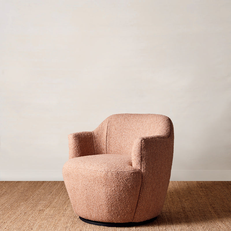 Clover Swivel Chair in Heavy Duty Rose Blush by Younger & Co