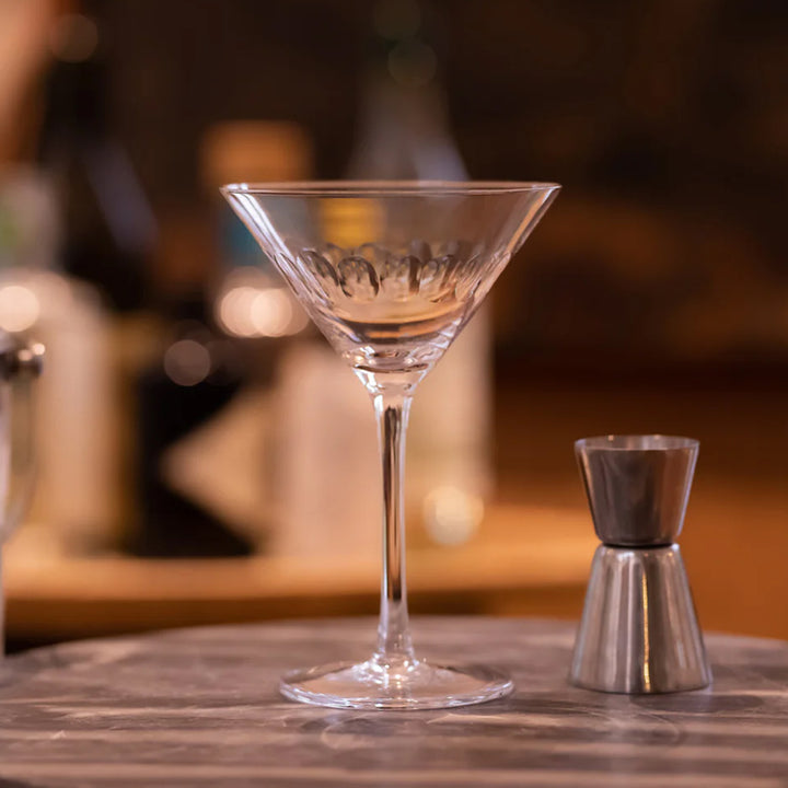Crystal Martini Glass with Lens Design