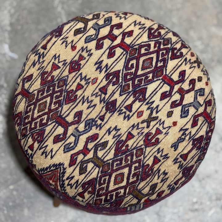 Vintage Rug Small Ottoman - 1024-O