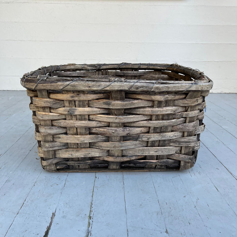 Vintage Wooden Slat Grape Basket from Portugal