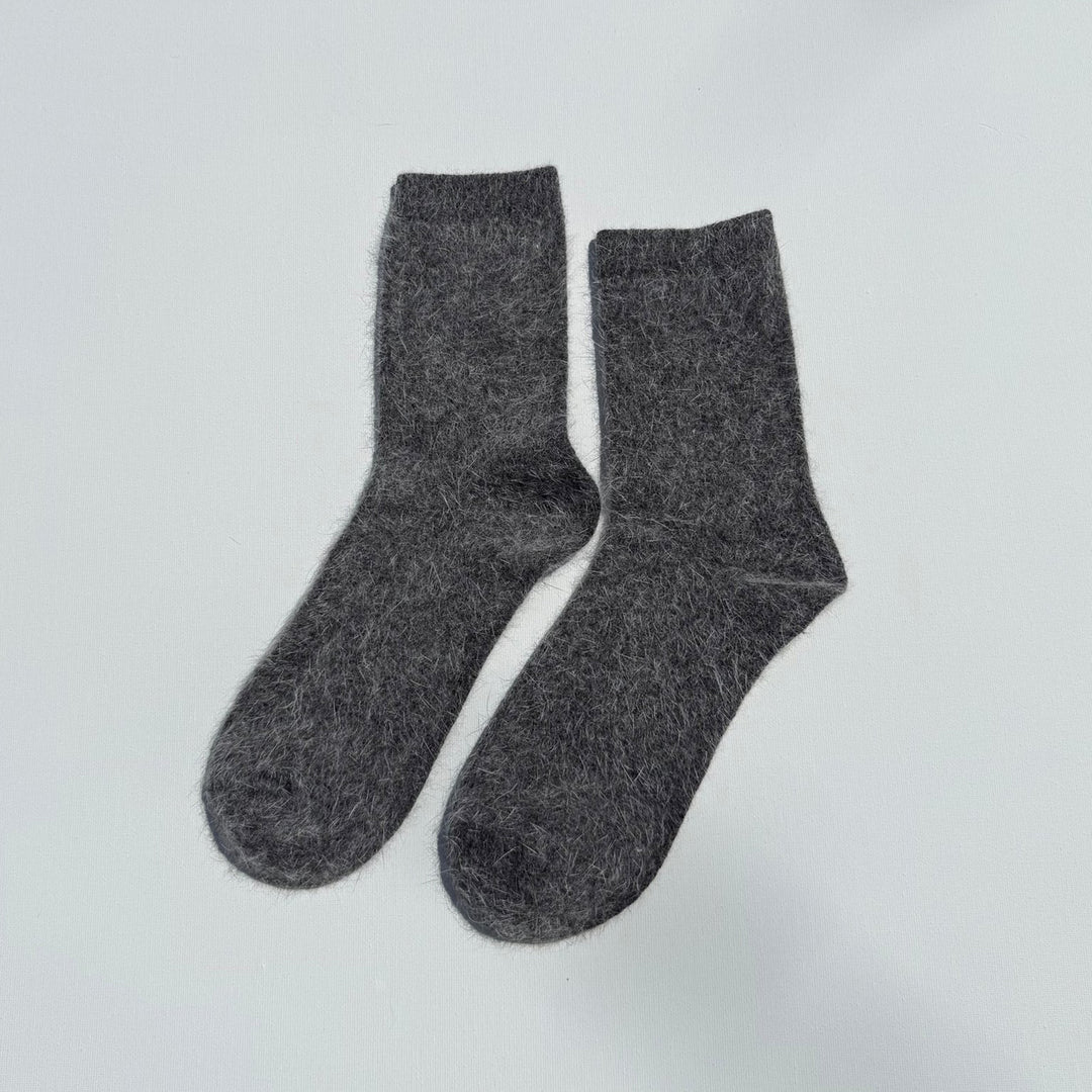 Fluffy Angora Socks - Dark Grey