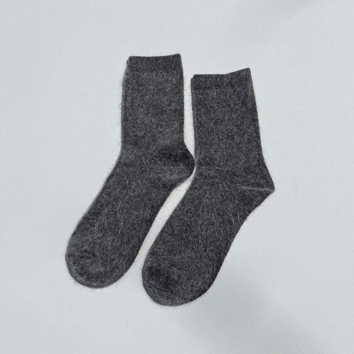 Fluffy Angora Socks - Dark Grey