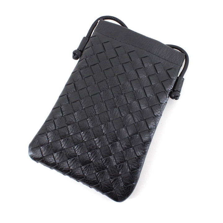 Small Woven Crossbody Phone Bag Black