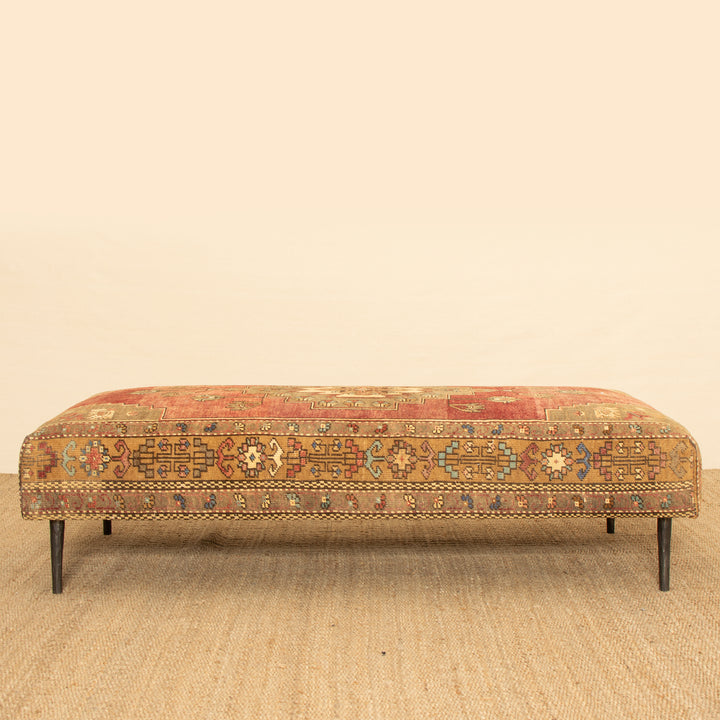 Vintage Rug Ottoman w/ Iron Legs 33x63 (1024-CC)
