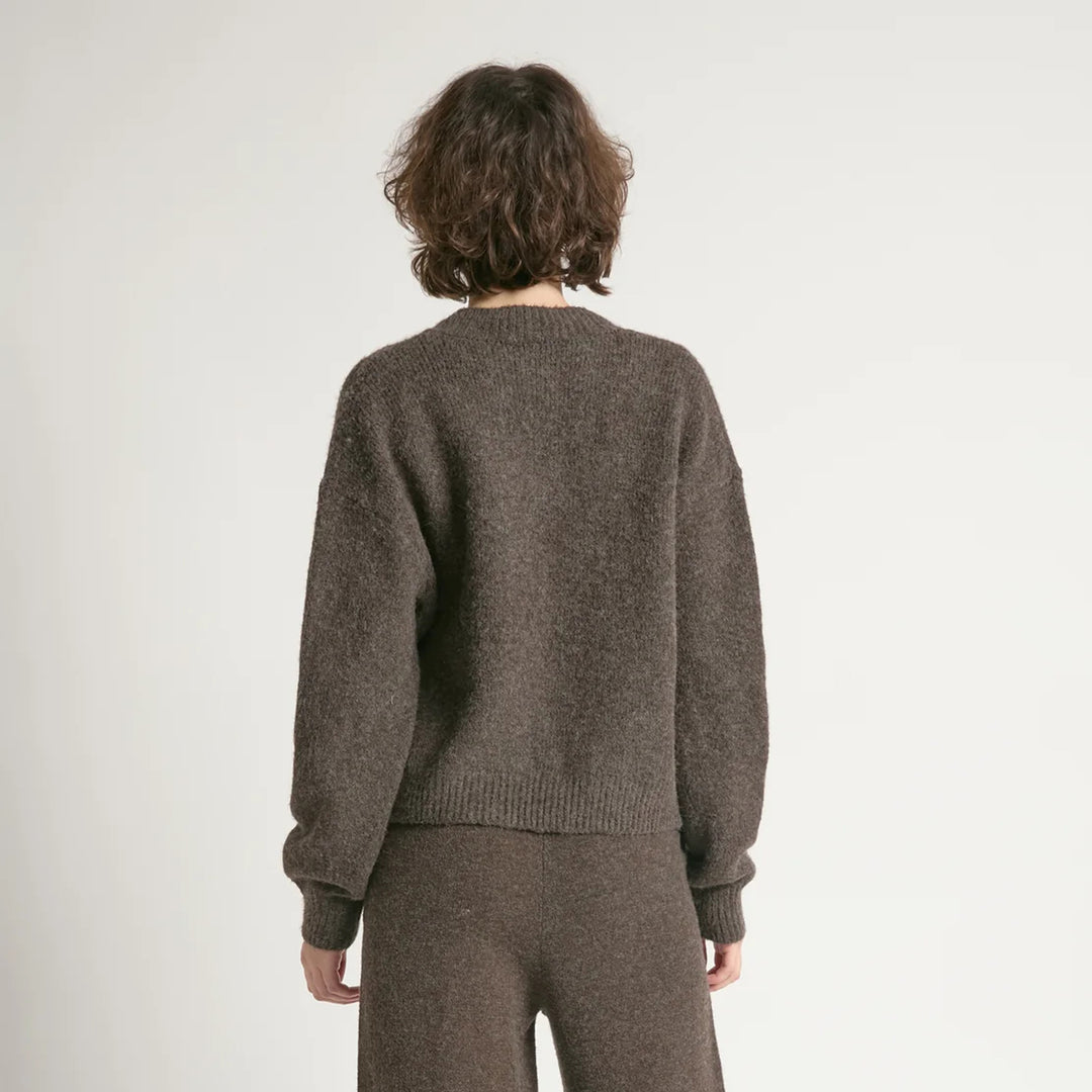 Crop Zip-Up Cardigan in Brown