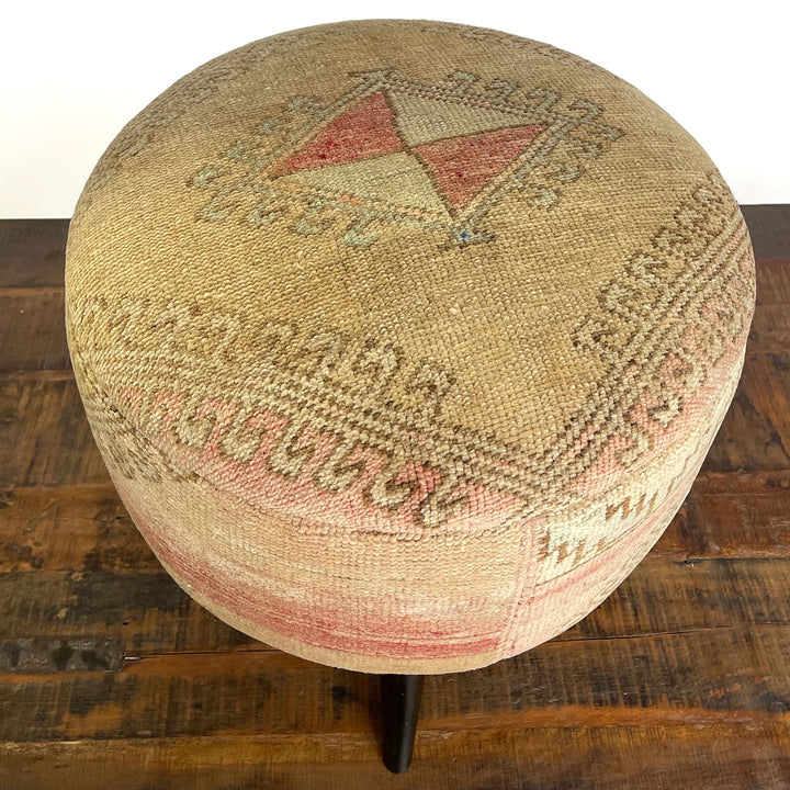 Vintage Medium Round Rug Ottoman (1124-M)