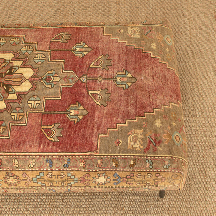 Vintage Rug Ottoman w/ Iron Legs 33x63 (1024-CC)