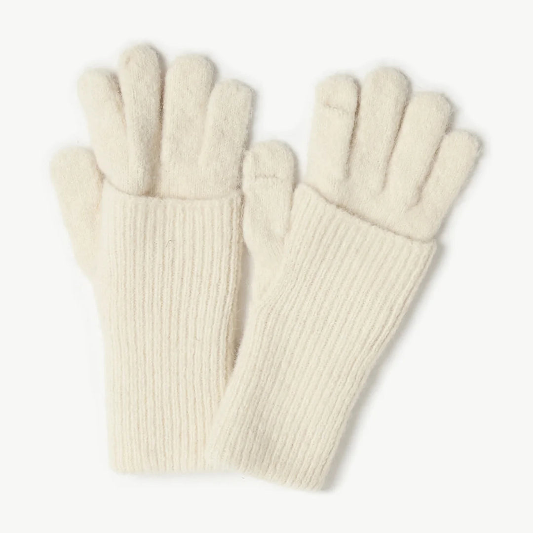 Chunky Rib Fingerhole Gloves - Ivory