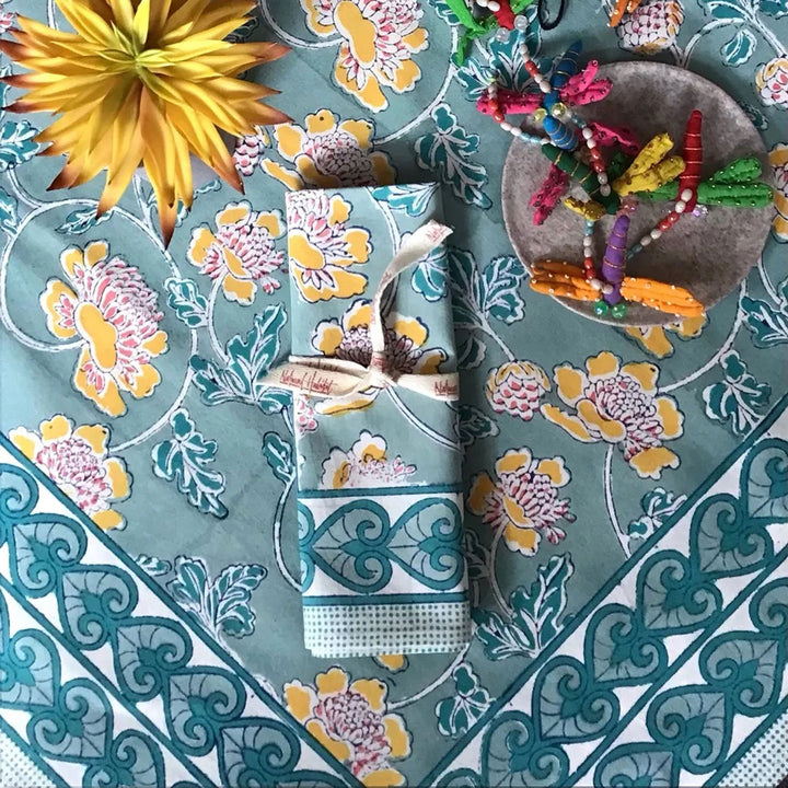 Cornflower Green 60x60 Block Tablecloth