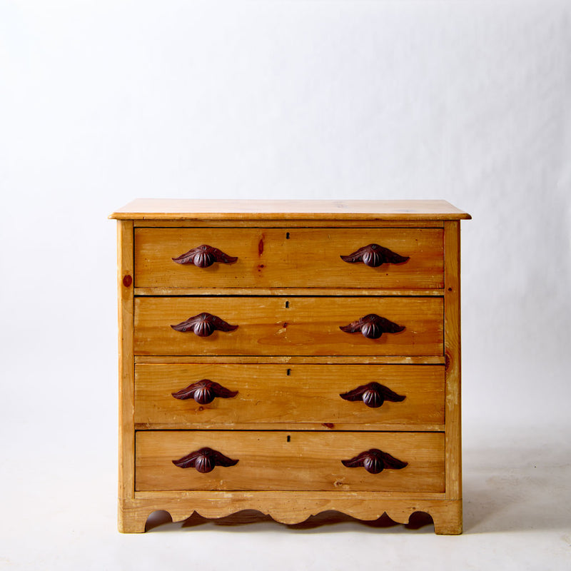 Antique Four Drawer Pine Cottage Dresser