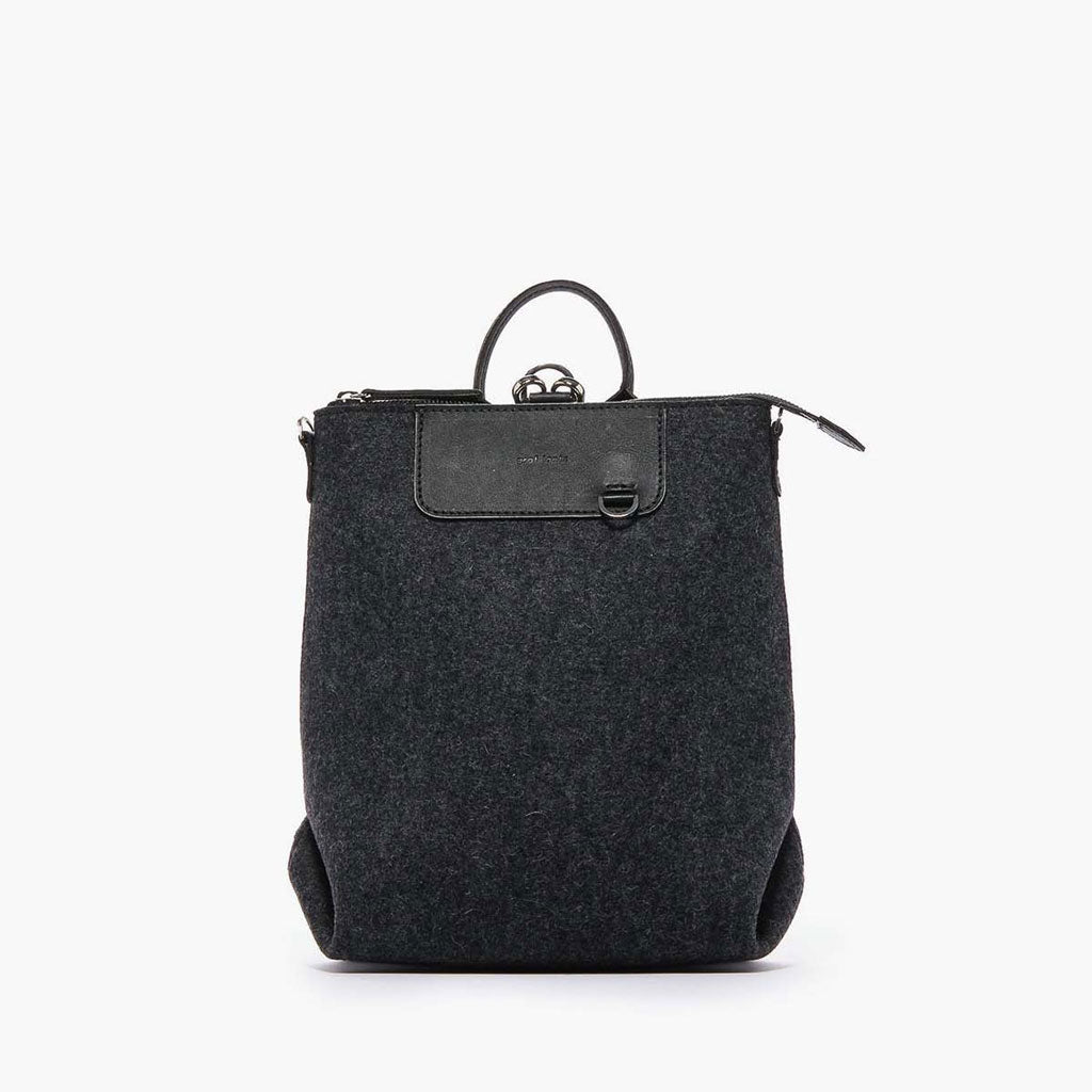 Bedford Mini Felt Backpack in Charcoal & Black Leather by Graf Lantz