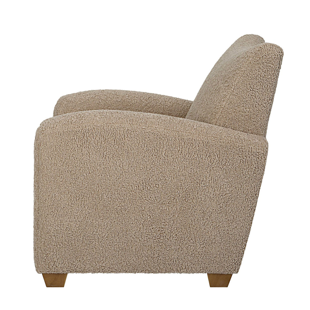 Thea Accent Chair Upholstered in Latte Faux Shearling