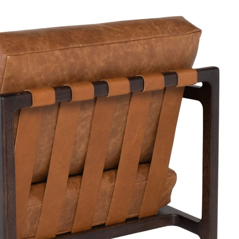Landry Chair Upholstered in Desert Leather with Seared Oak Frame