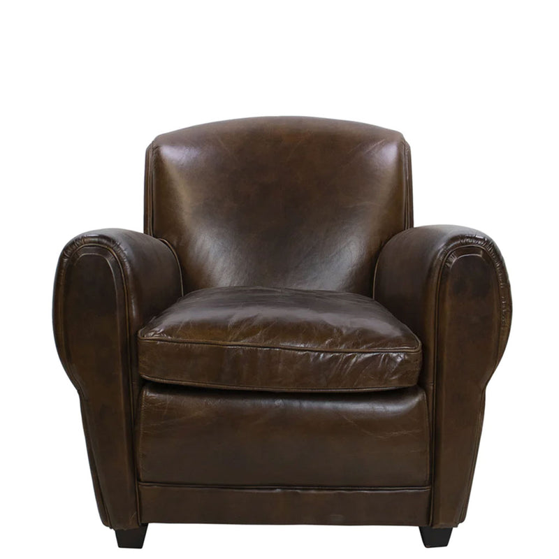 Gus Classic Arm Chair Upholstered in Chocolate Leather